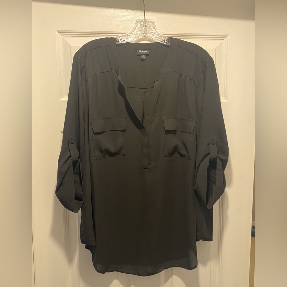 Torrid | Harper - Black Georgette Pullover Blouse | Size 2 (XXL / 2X)